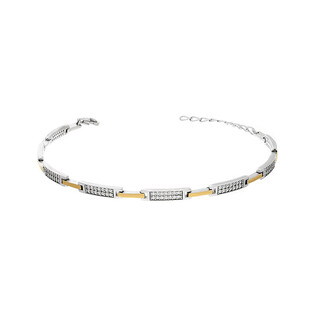Bransoleta srebrna LINE prostokąty z cyrkoniami PX 1004_AU375 blaszka gold