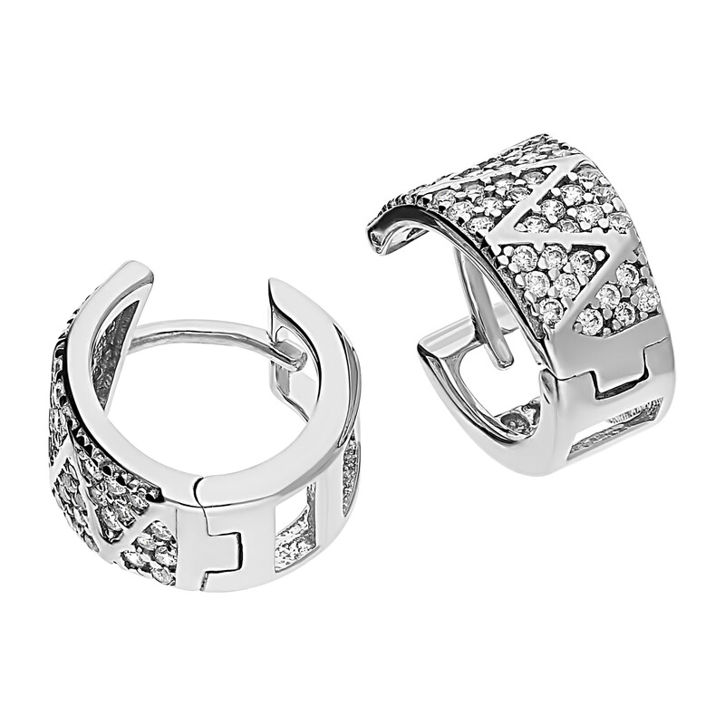 Kolczyki dziecięce blaszki kółka zygzaki z cyrkoniami OL OKP615 próba 925