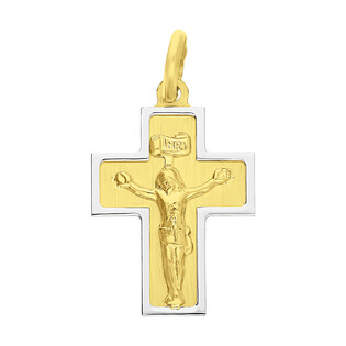 Krzyżyk złoty z wizerunkiem Pana Jezusa z ozdobnym rodowaniem CB C-856 próba 585