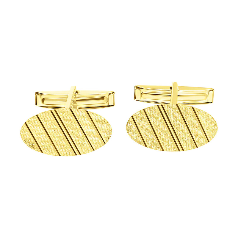 Spinki złote do mankietów owalne paski CB G-064 próba 585