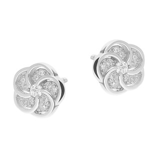 Kolczyki srebrne kwiatek z cyrkoniami/sztyft DA714 próba 925