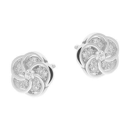Kolczyki srebrne kwiatek z cyrkoniami/sztyft DA714 próba 925