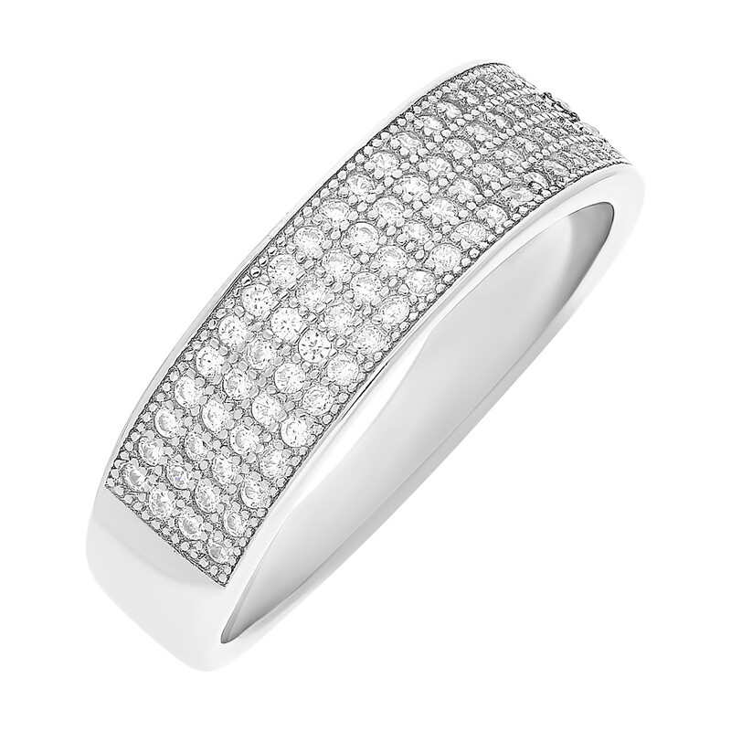 Pierścionek srebrny obrączkowy z cyrkoniami DA752 próba 925