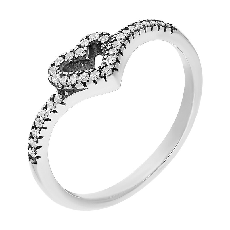 Pierścionek srebrny serce z cyrkoniami DA755 próba 925