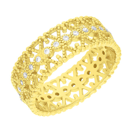 Pierścionek pozłacany obrączkowy trójkąty i cyrkonie  JA882G próba 925