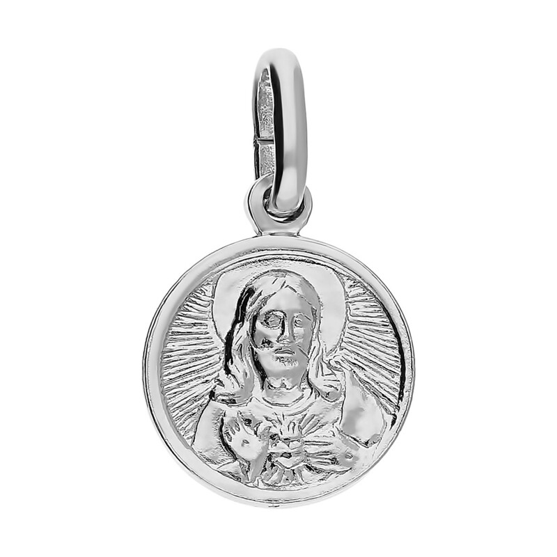 Medalik srebrny Serce Pana Jezusa w kółku NI CI1701-1 ROD próba 925