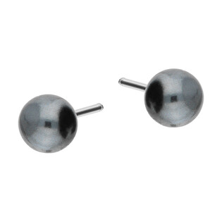 Kolczyki srebrne z grafitową perłą jubilerską 6 mm/sztyft NI OPEGR06 próba 925