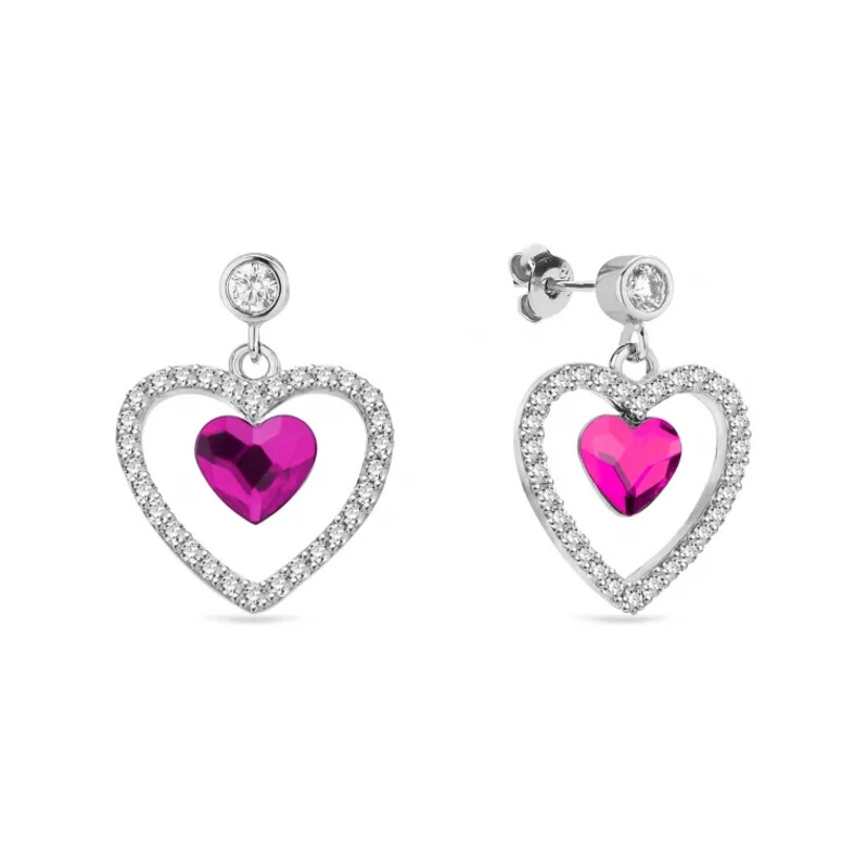 Kolczyki srebrne SPARK serce z kryształem Swarovski CQ KCC28086F próba 925