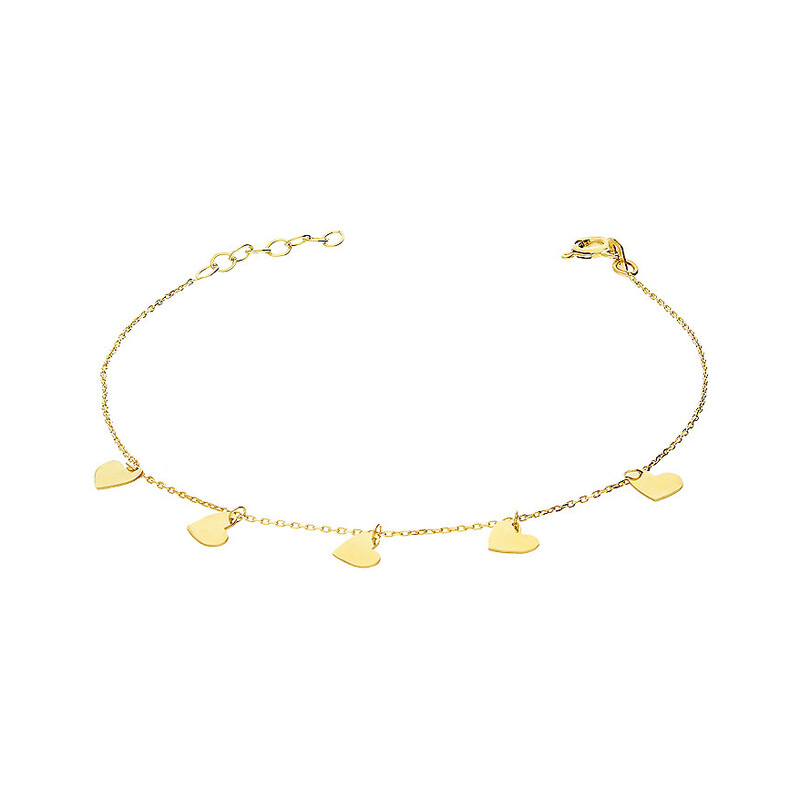 Bransoleta złota z wiszącymi sercami/rolo LP 74U26-B0156-Y próba 375