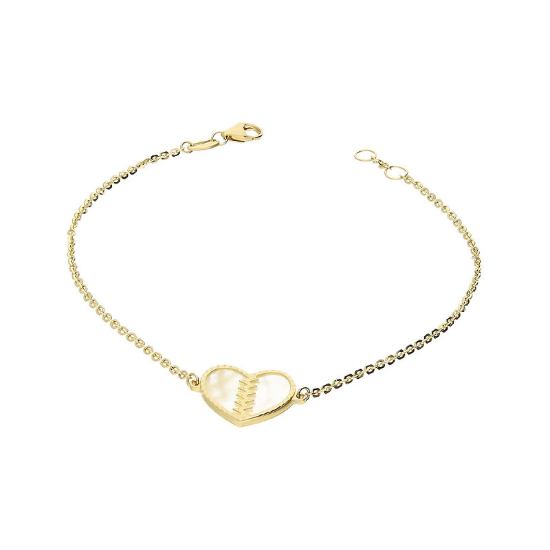 Bransoleta złota serce dzielone z masą perłową OS 129-LP56-BR-CL próba 585