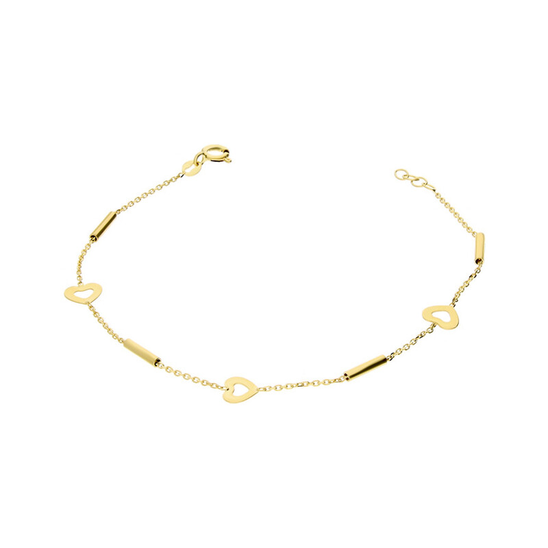 Bransoleta złota serca i pałki/rolo OS 249-09504-BR-CZ próba 585