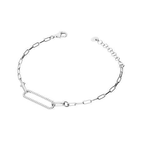 Bransoleta srebrna CHARMING prostokąt z cyrkoniami  PW375 próba 925