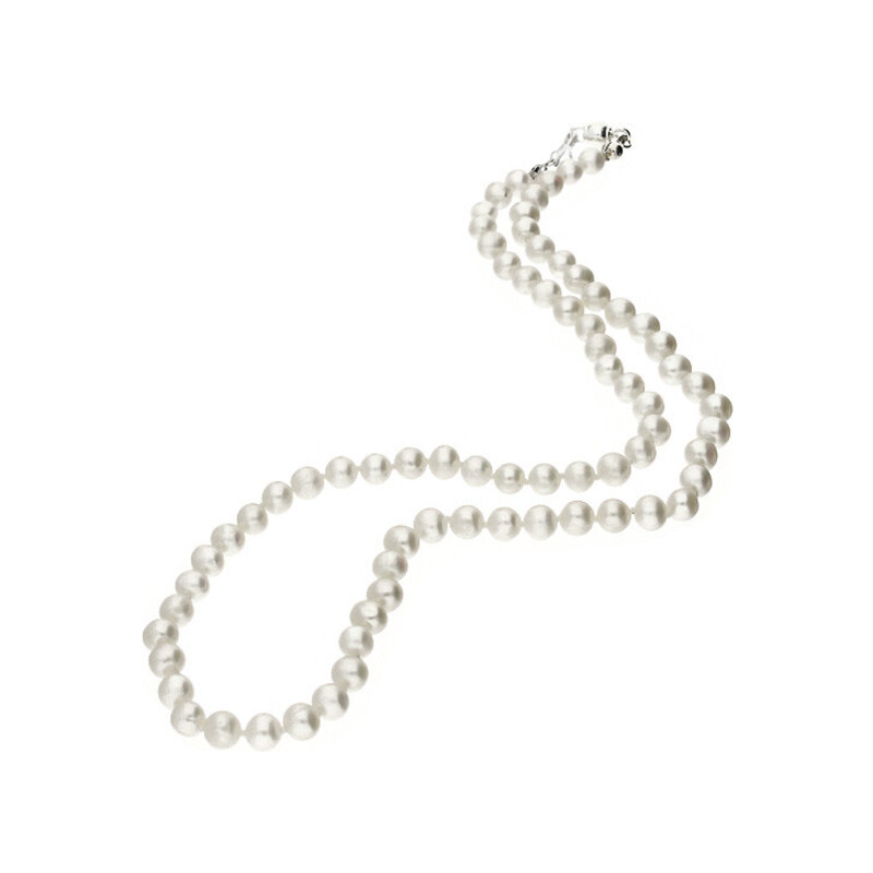 Naszyjnik srebrny z białymi perłami  AG AJ009-kulka 6mm próba 925