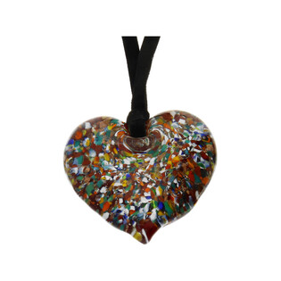 Naszyjnik OVER z sercem ze szkła MURANO KQ mozaika serce-1
