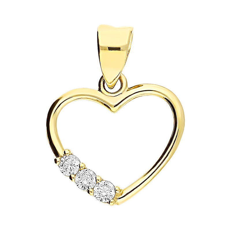 Serduszko złote ramka z trzema cyrkoniami AR CP3338-FCZ próba 375