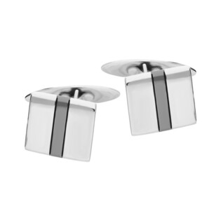 Spinki do mankietów srebrne kwadrat z jednym paskiem TB MN5AR-rut próba 925