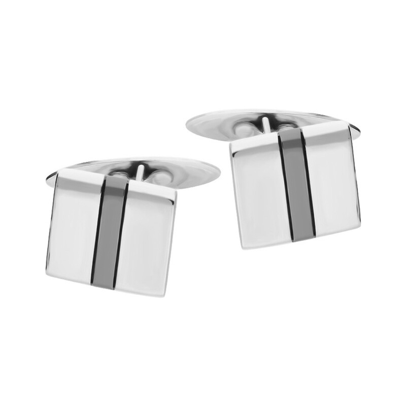 Spinki do mankietów srebrne kwadrat z jednym paskiem TB MN5AR-rut próba 925