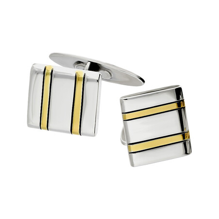 Spinki do mankietów srebrne kwadrat z pozłacanymi paskami TB MN5EZ-GOLD próba 925