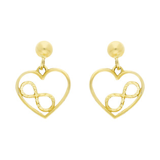 Kolczyki złote serce z infinity/sztyft  AR XXE13095-II-DC próba 375