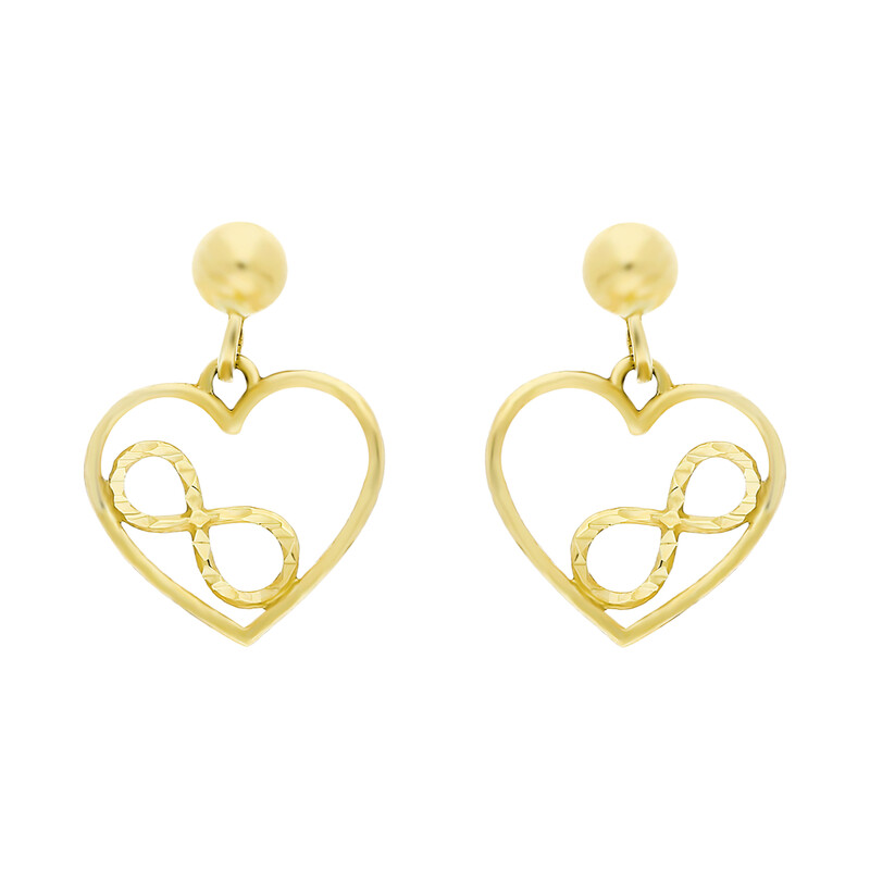 Kolczyki złote serce z infinity/sztyft  AR XXE13095-II-DC próba 375