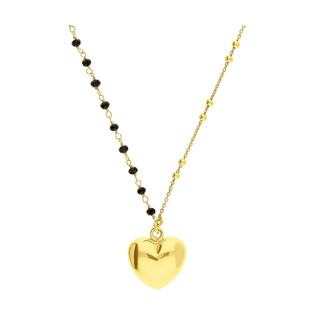 Naszyjnik pozłacany gładkie i fasetowane kulki i serce LO011 GOLD próba 925