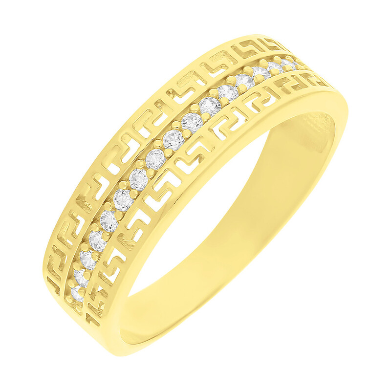 Pierścionek złoty rząd cyrkonii i greka ZQ 265 próba 585