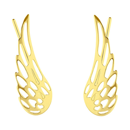 Kolczyki pozłacane ażurowe skrzydło na płatek SZ SG-002-KND-Z próba 925