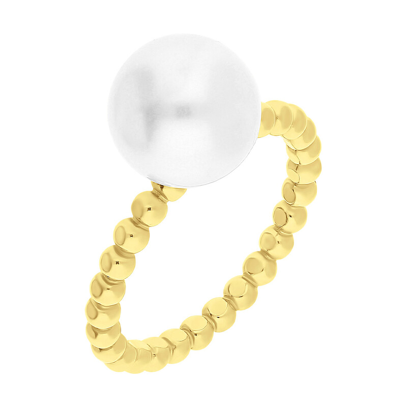 Pierścionek pozłacany kółko ramka z perłą ZJ 409-DN-Z próba 925