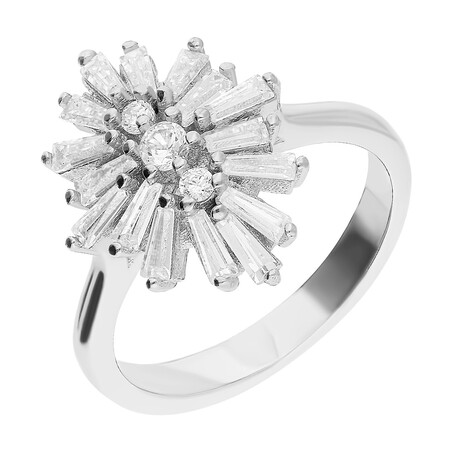 Pierścionek srebrny bagiety cyrkonie TB 03423 próba 925