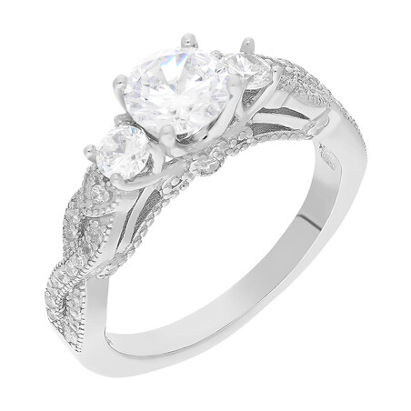 Pierścionek srebrny cyrkonie w koronie TB 12204 próba 925