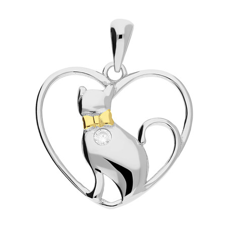 Serduszko srebrne ramka z kotem w środku TB 15037 próba 925