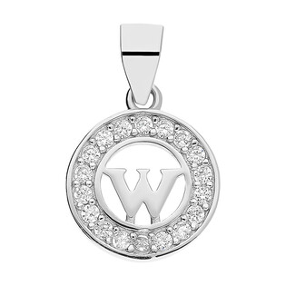 Literka srebrna W w kółku z cyrkoniami TB1965-W w kółku próba 925