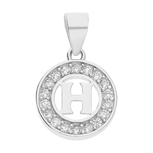 Literka srebrna H w kółku z cyrkoniami TB1965-H w kółku próba 925
