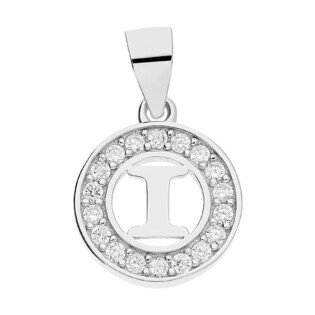 Literka srebrna I w kółku z cyrkoniami TB1965-I w kółku próba 925