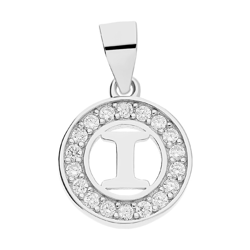 Literka srebrna I w kółku z cyrkoniami TB1965-I w kółku próba 925