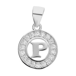 Literka srebrna P w kółku z cyrkoniami TB1965-P w kółku próba 925