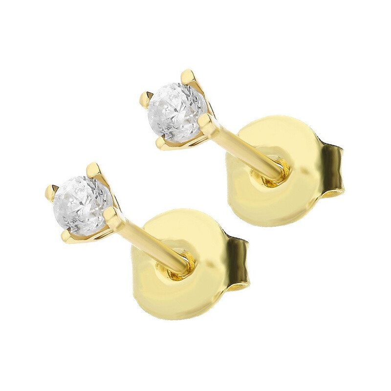 Kolczyki złote z białą cyrkonią 2,5mm/sztyft  MZ T5-E-OS-1-2,50mm-CZ próba 585