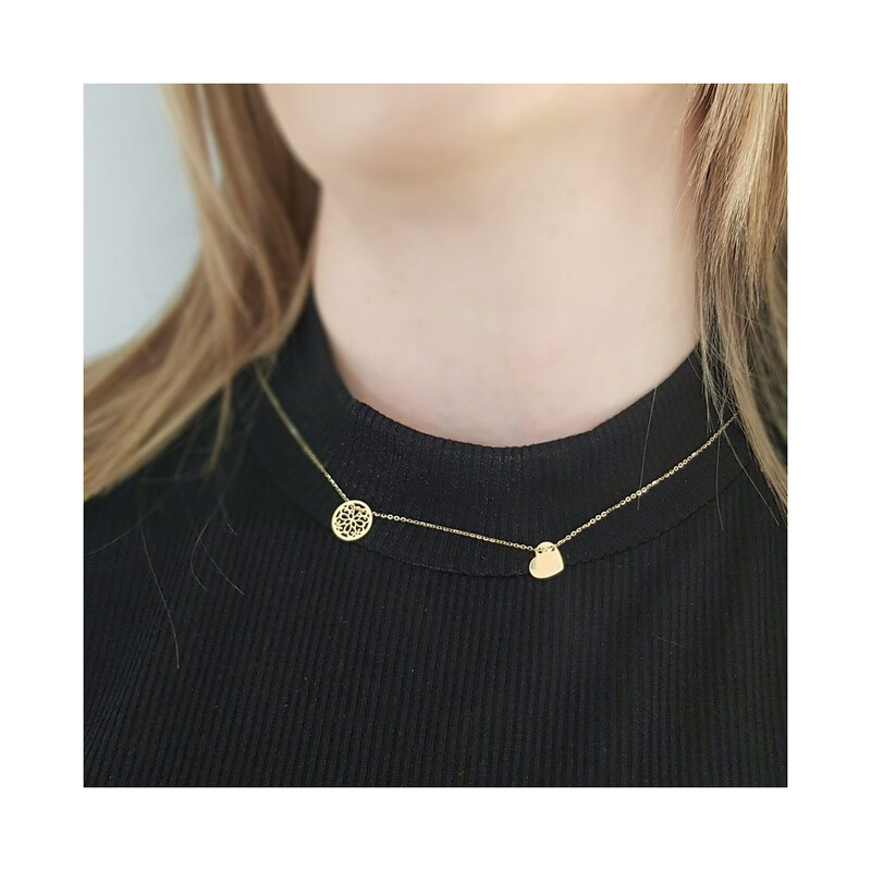 Naszyjnik złoty ażurowe kółko i gładkie serce/rolo AR X6FOR6N1539-II-1 próba 585