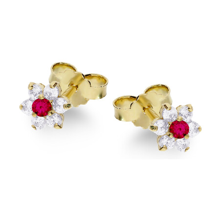 Kolczyki złote kwiatek z cyrkoniami OS 96-5044 ROS-FR Au 585