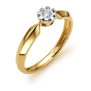 Pierścionek złoty SOLITER z diamentem  LC RR575 Y próba 585