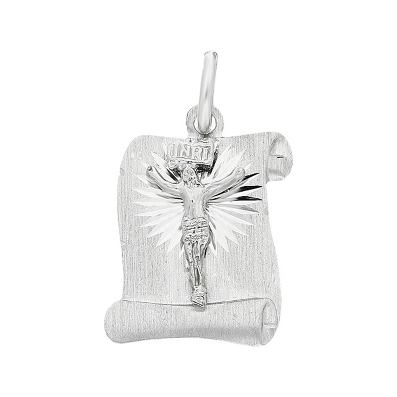 Medałik białe złoto blaszka z Panem Jezusem CB M-0643 próba 585