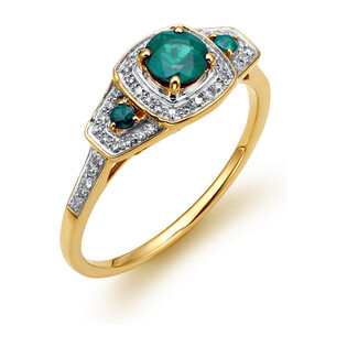Pierścionek zaręczynowy ze szmaragdem i diamentami LC RR46049 Y- EM próba 585