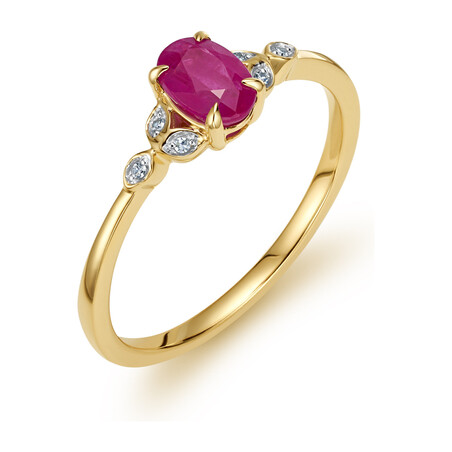 Pierścionek zaręczynowy z rubinem i diamentami LC RR43565 Y-RB owal próba 585