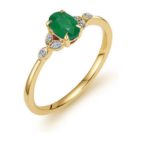 Pierścionek zaręczynowy ze szmaragdem i diamentami LC RR43565 Y-EM owal próba 585