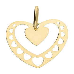 Serduszko płaskie blask w ramce ażur serca KM506 próba 585