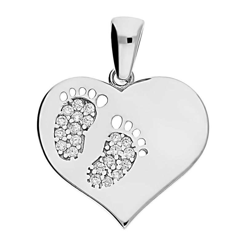 Serduszko srebrne ze stópkami z cyrkoniami OL GRP056 próba 925