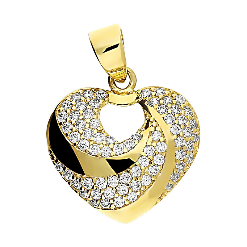 Serduszko złote wypukłe z cyrkoniami+gładkie fale AR X8-X9ZP0029 próba 375