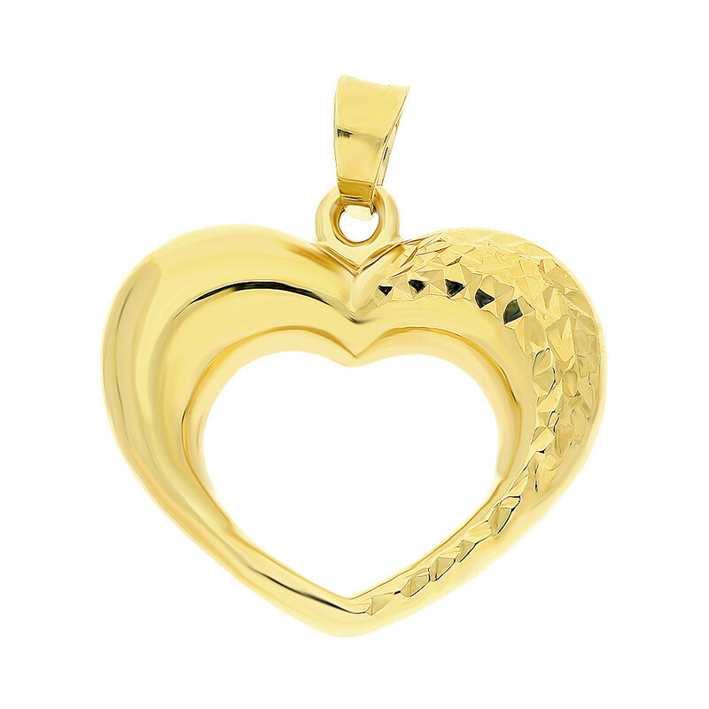 Serduszko złote ramka z ozdobnym grawerem WB AR BSC50-DC1STP10396-III próba 585