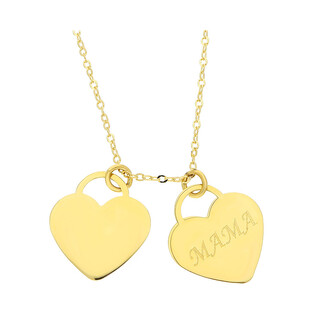 Naszyjnik złoty serce z napisem MAMA i gładkie serce/rolo AR VX3CABLE14N-1053-II-4 próba 585