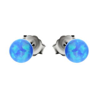 Kolczyki srebrne kulka opal niebieski 4 mm/sztyft AT-234 próba 925